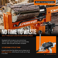 SuperHandy Portable Gas-Powered Log Splitter - 7HP 209CC 25 Ton Hydraulic System 16" Max Wood Diameter (Orange) Log Splitter