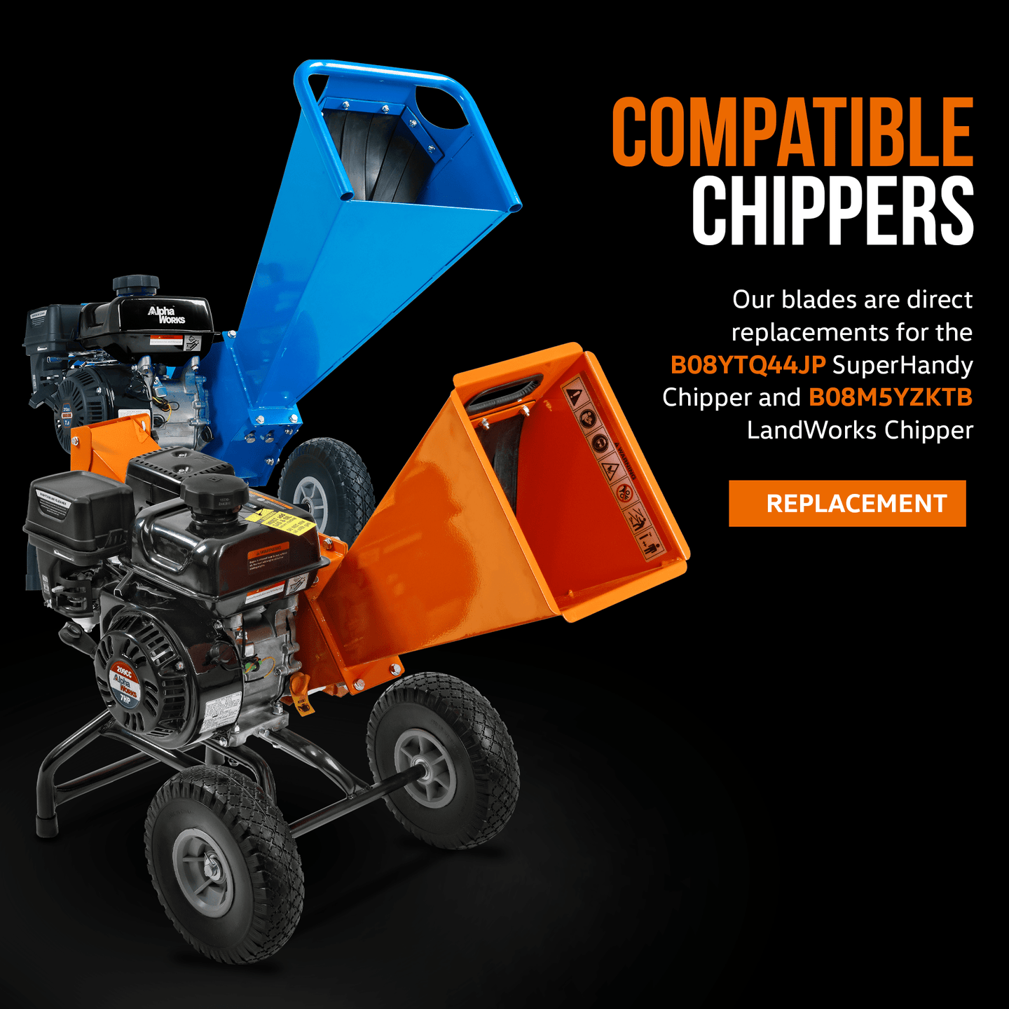 SuperHandy Replacement Blades - for Compact Wood Chipper Models (GUO067 & GUO074) Fits Landworks Compact Wood Chipper (Blades Only) Replacement Blades
