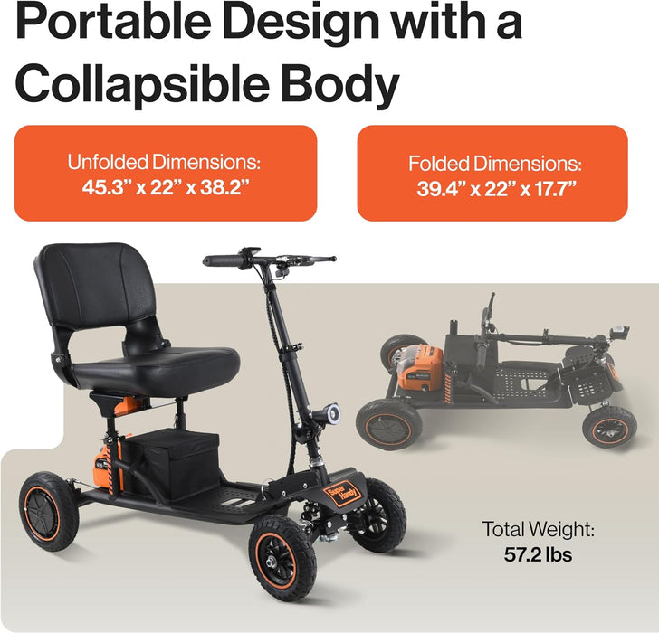 SuperHandy Mobility Scooter Pro - Lightweight Aluminum Frame, 500W Motor, 48V Lithium-Ion Battery, 300lb Capacity