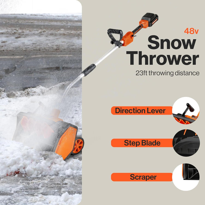 SuperHandy Electric Snow Thrower - 17" Clearing Width, 23' Throw Distance, 48V-2Ah Battery