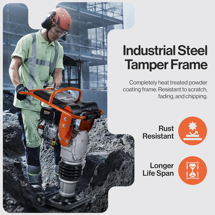 SuperHandy 209cc 7HP Gas Jumping Jack Tamping Rammer - High Impact for Soil & Concrete