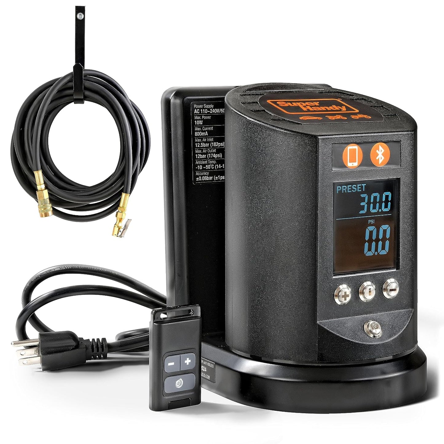 Pre-Owned SuperHandy Automatic Tire Inflator with App Control - Digital Gauge, 25FT Hose for Cars, Trucks, ATVs - Air Compressor Required