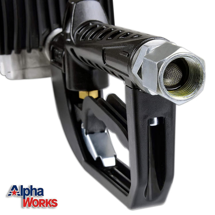 AlphaWorks Digital Oil Gun - 10GPM, 1/2" NPT Inlet, Flexible Nozzle & Locking Trigger Oil Gun