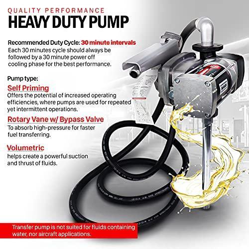 Fuelworks Fuel Transfer Drum Pump Kit - 12V, 15GPM, 14' Ft Delivery Hose, 3'Ft Suction Threaded Pipe Fuel Pump