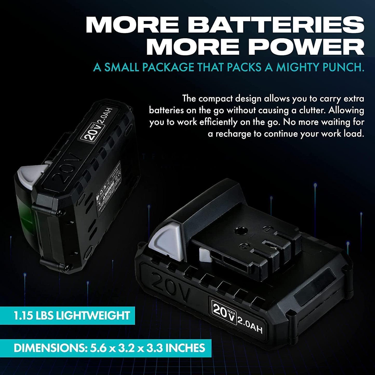 G 20V 2Ah Replacement Battery - For 20V Battery Systems, Hedge Trimmer, Chainsaw, & String Trimmer 20V Battery