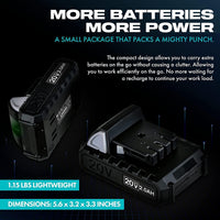 G 20V 2Ah Replacement Battery - For 20V Battery Systems, Hedge Trimmer, Chainsaw, & String Trimmer 20V Battery