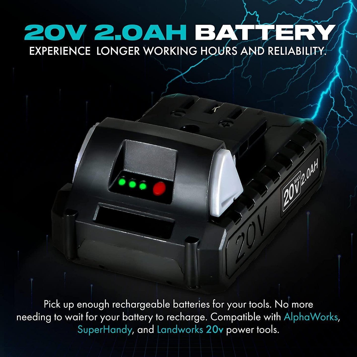 G 20V 2Ah Replacement Battery - For 20V Battery Systems, Hedge Trimmer, Chainsaw, & String Trimmer 20V Battery
