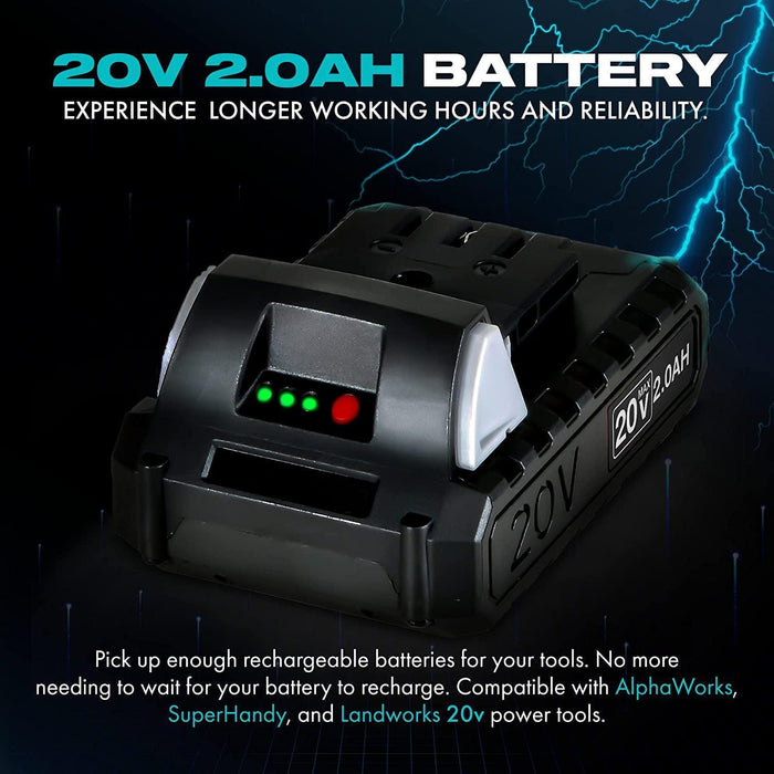 G 20V 2Ah Replacement Battery - For 20V Battery Systems, Hedge Trimmer, Chainsaw, & String Trimmer 20V Battery