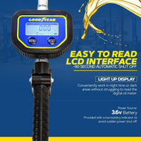 Goodyear Digital Oil Gun - 10GPM, 1/2" NPT Inlet, Flexible Nozzle & Locking Trigger Oil Gun