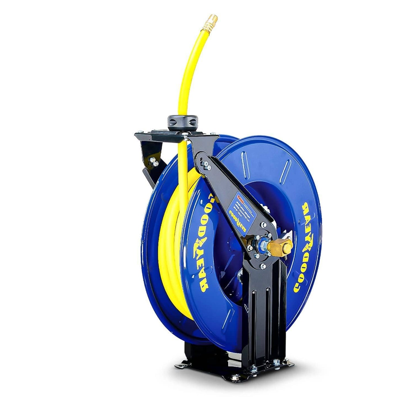 Goodyear Industrial Retractable Air Hose Reel - 1/2" x 50' Ft, 300 PSI Max, 1/2" NPT Connections, Dual Arm Air Hose Reel