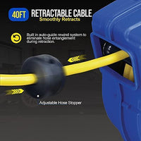 Goodyear Mountable Retractable Extension Cord Reel - 14AWG x 40' Ft, 3 Grounded Outlets, Max 13A Extension Cord Reels