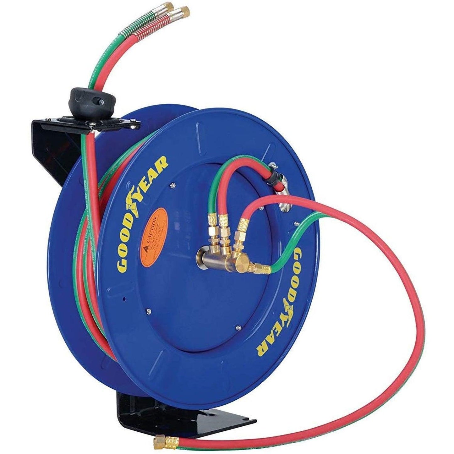 Goodyear Oxy-Acetylene Welding Hose Reel - Twin 1/4" x 50' Ft Hoses, Max 300 PSI, 1/4" MNPT Connections Welding Hose Reel
