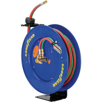 Goodyear Oxy-Acetylene Welding Hose Reel - Twin 1/4" x 50' Ft Hoses, Max 300 PSI, 1/4" MNPT Connections Welding Hose Reel