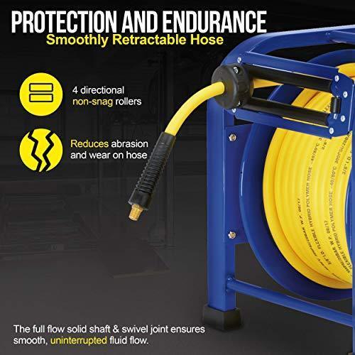 Goodyear Portable Industrial Retractable Air Hose Reel - 3/8" x 100' Ft, 3/8" MNPT Connections Air Hose Reel