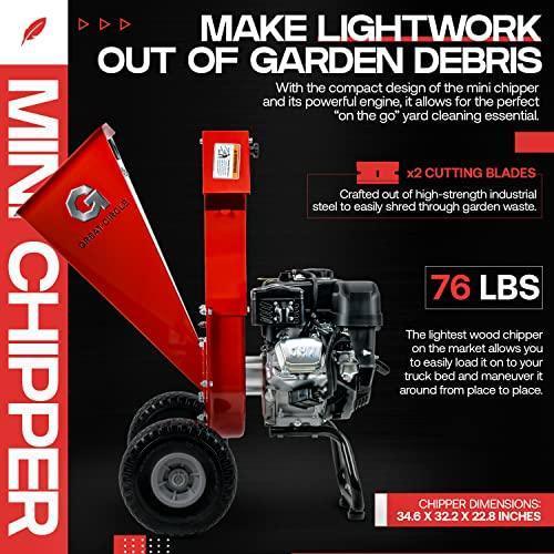 GreatCircleUSA Mini Wood Chipper & Shredder - 7HP 212CC Gas Engine 3" Max Branch Diameter (Red) Wood Chipper