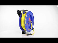 Carrete de manguera de aire retráctil industrial Goodyear - 3/8" x 50' Ft, 300 PSI Max, conexiones NPT de 1/4", brazo único