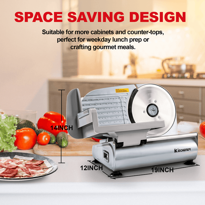 Kitchener Meat Slicer for Deli Cuts, Bread, & Cheese, Electric, 7.5" Stainless Steel Blade Meat Slicer