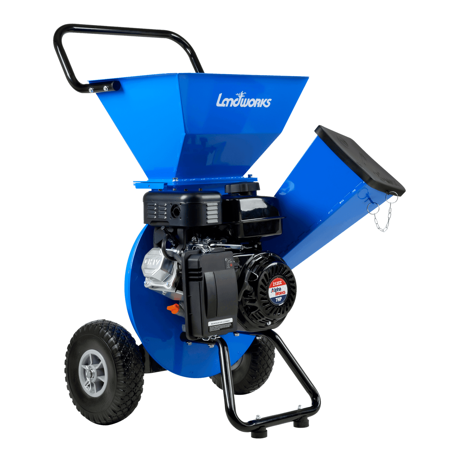Landworks 3-in-1 Wood Chipper, Shredder, & Mulcher - 7HP 212CC Gas Engine 3" Max Branch Diameter (Blue) Wood Chipper