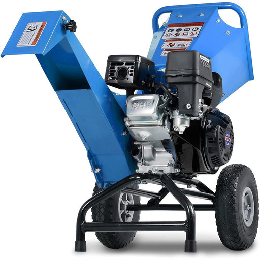 Landworks Compact Wood Chipper - 7HP Gas Engine, Adjustable Exit Chute, 3" Max Branch Diameter (Blue) Wood Chipper