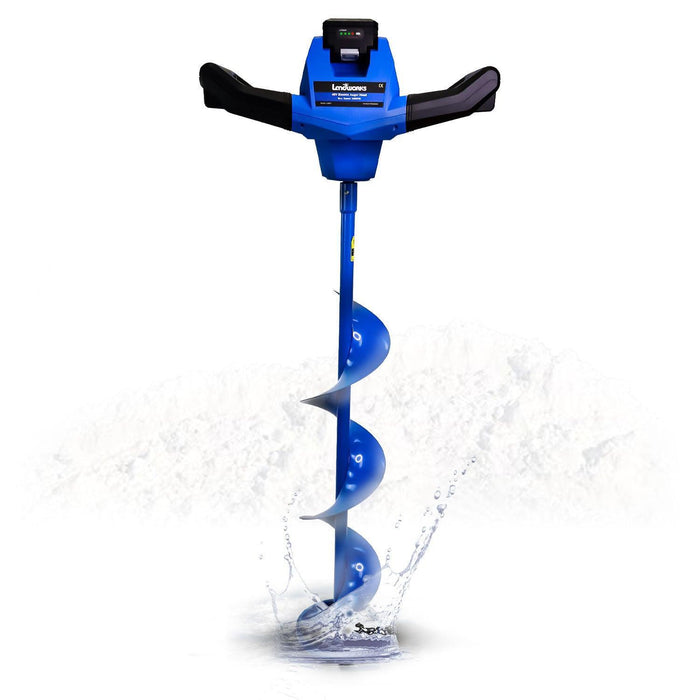 Landworks Electric Ice Auger - 8" x 30" Bit, 48V 2Ah Battery - Ice Fishing Ready Auger