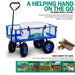 Landworks Heavy Duty Utility Wagon 400LB Capacity - For Hauling Wood, Tools, & Materials (Blue) Utility Wagon