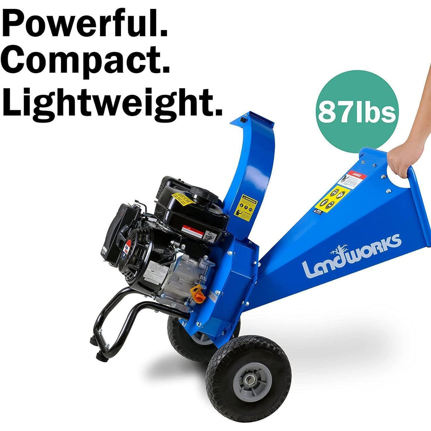 Landworks Compact Wood Chipper / Shredder 7HP 212CC Gas Engine (Blue