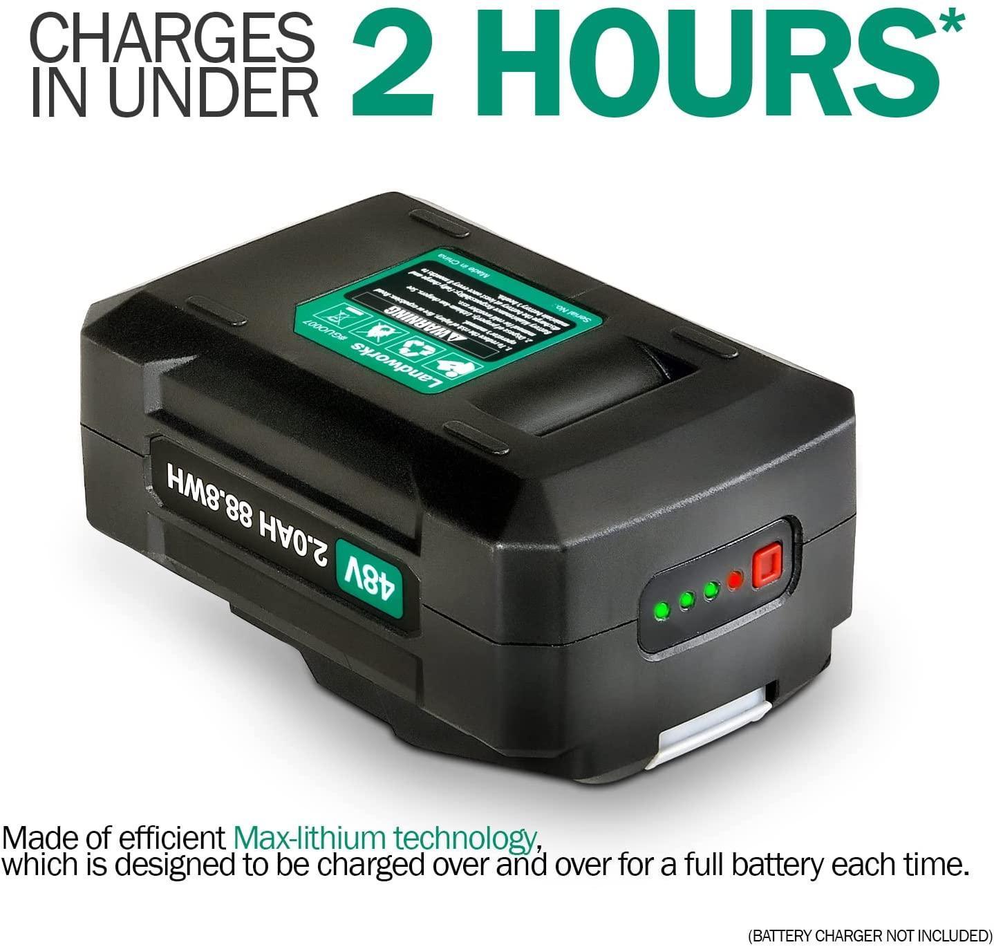 Landworks Rechargeable Lithium-Ion 48V 2Ah Battery - For Utility Wagon, Wheelbarrow, & Augers 48V Battery
