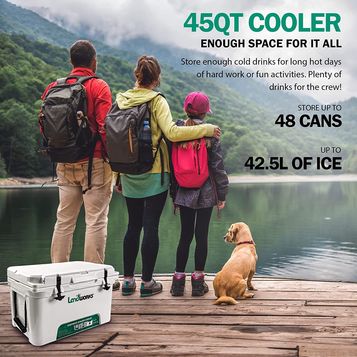 Landworks Rotomolded Ice Cooler (Upgraded)  - 11 Gal, Built-In Bottle Openers, 3-5 Day Ice Retention Cooler