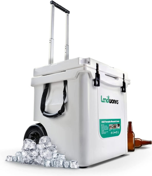 Landworks Rotomolded Wheeled Ice Cooler (Upgraded) - 11 Gal, Built-In Bottle Openers, Up to 10 Day Ice Retention Cooler