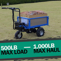 Landworks Self-Propelled Electric Utility Wagon - 48V 7Ah AGM, 500LB Hauling Capacity Utility Wagon