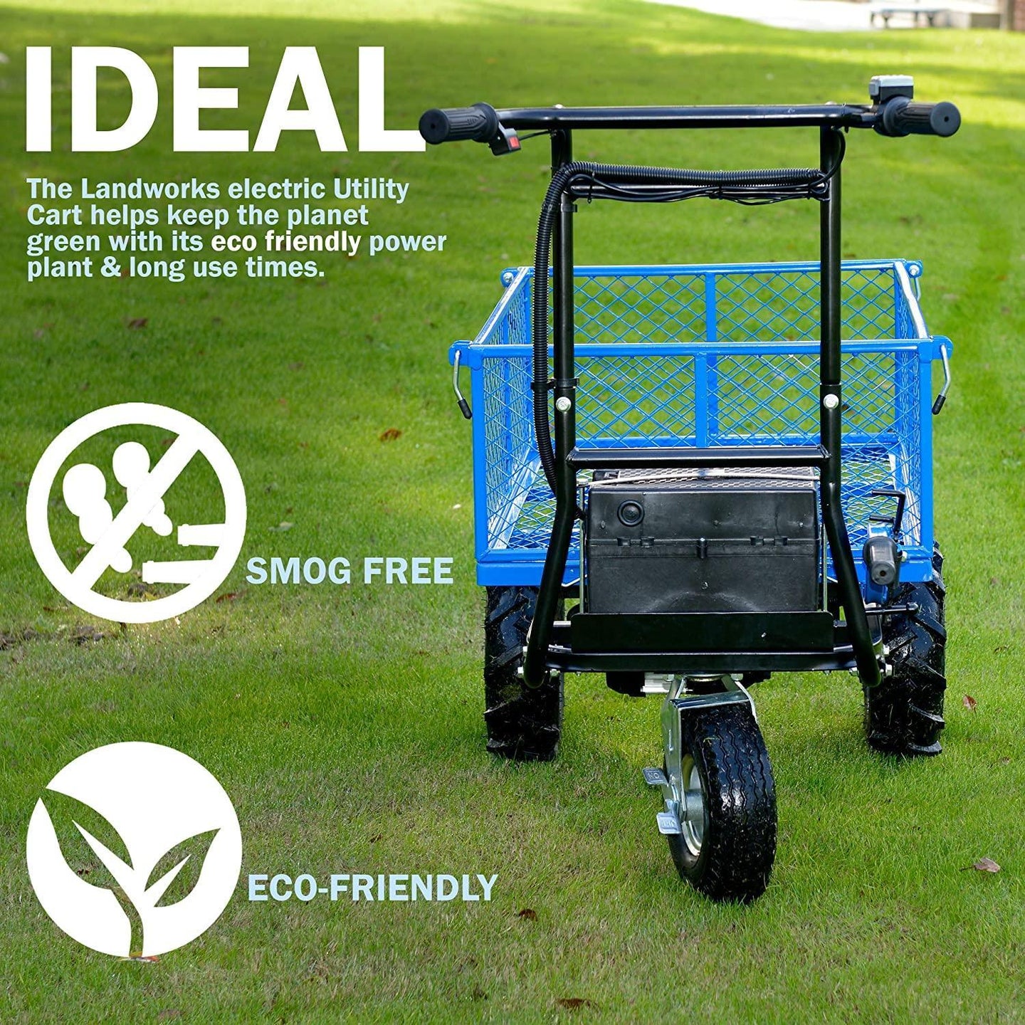 Landworks Self-Propelled Electric Utility Wagon - 48V 7Ah AGM, 500LB Hauling Capacity Utility Wagon