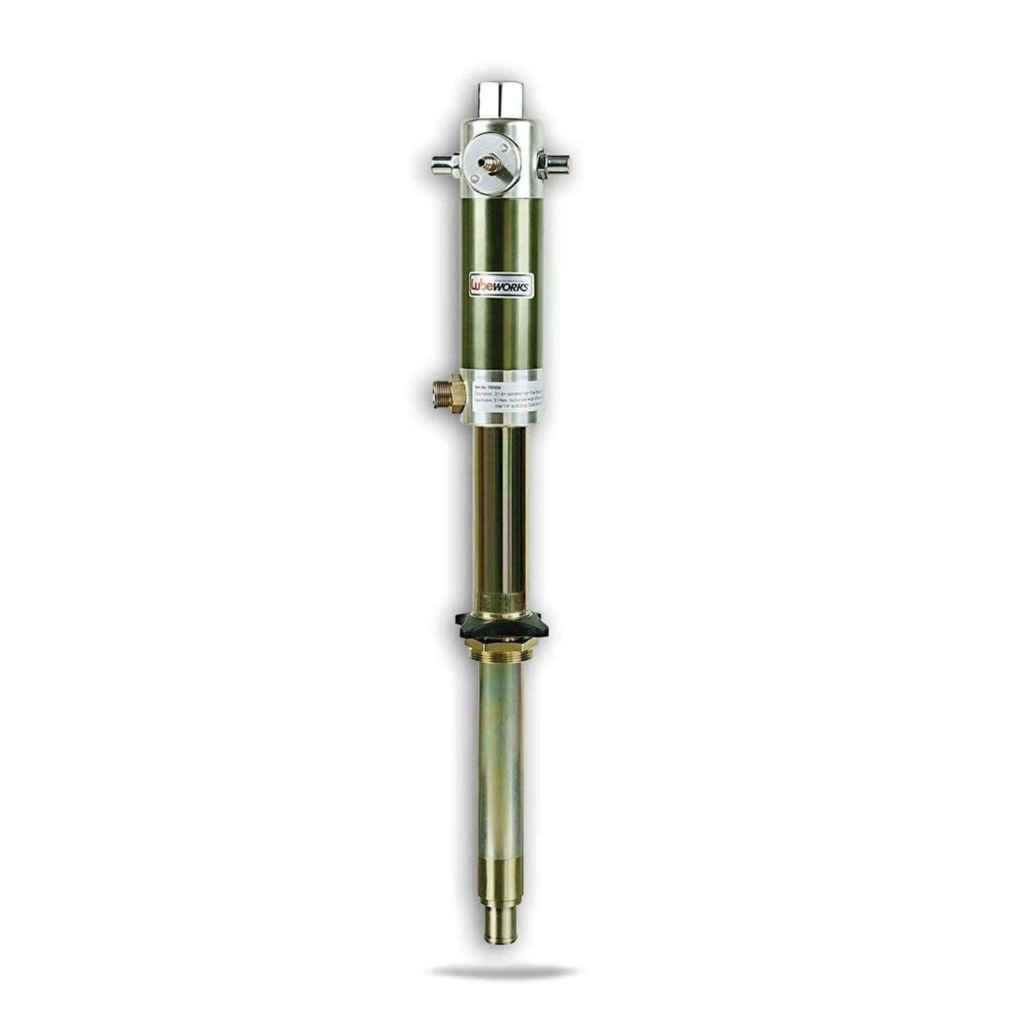 Lubeworks Air-Powered Oil Transfer Drum Pump - 3:1, 7.4GPM, 1/4" NPT Air Inlet, 3/4" NPT Male Oil Outlet Oil Pump