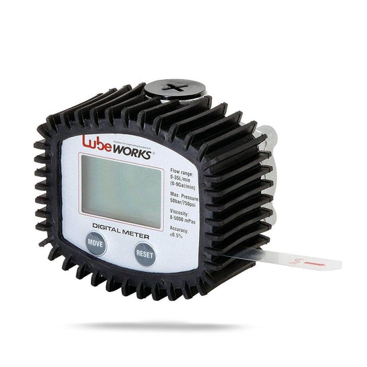 Lubeworks Digital Oil Flow Meter - 1/2" NPT Inlet, +/- 0.5% Accuracy Oil Flow Meter