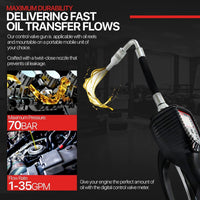 Lubeworks Oil Gun - 10GPM, 1/2" NPT Inlet, Flexible Nozzle & Locking Trigger Oil Gun