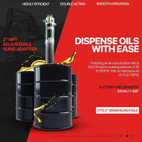 Lubeworks Oil Transfer Drum Pump Double Action 1:1 Fast High Flow Rate Oil Pump