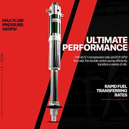 Lubeworks Oil Transfer Drum Pump Double Action 5:1 Fast Flow Rate 6.6GPM / 25LPM for SAE240 Oil/Fluids Oil Pump