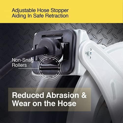 REELWORKS Grease-Hose-Reel Retractable 1/4" Inch x 50' Ft Long Premium Commercial Steel Grease Hose Reel