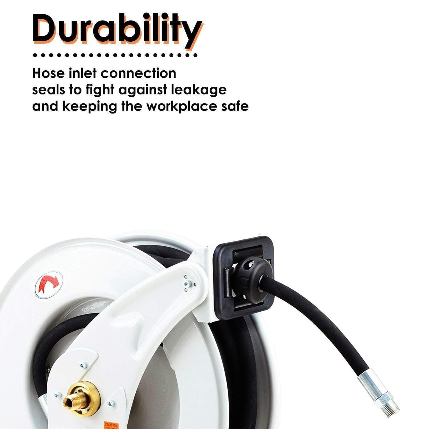 ReelWorks Industrial Retractable Oil Hose Reel - 1/2" x  50'FT, 1/2" MNPT Connections, Dual Arm Oil Hose Reel