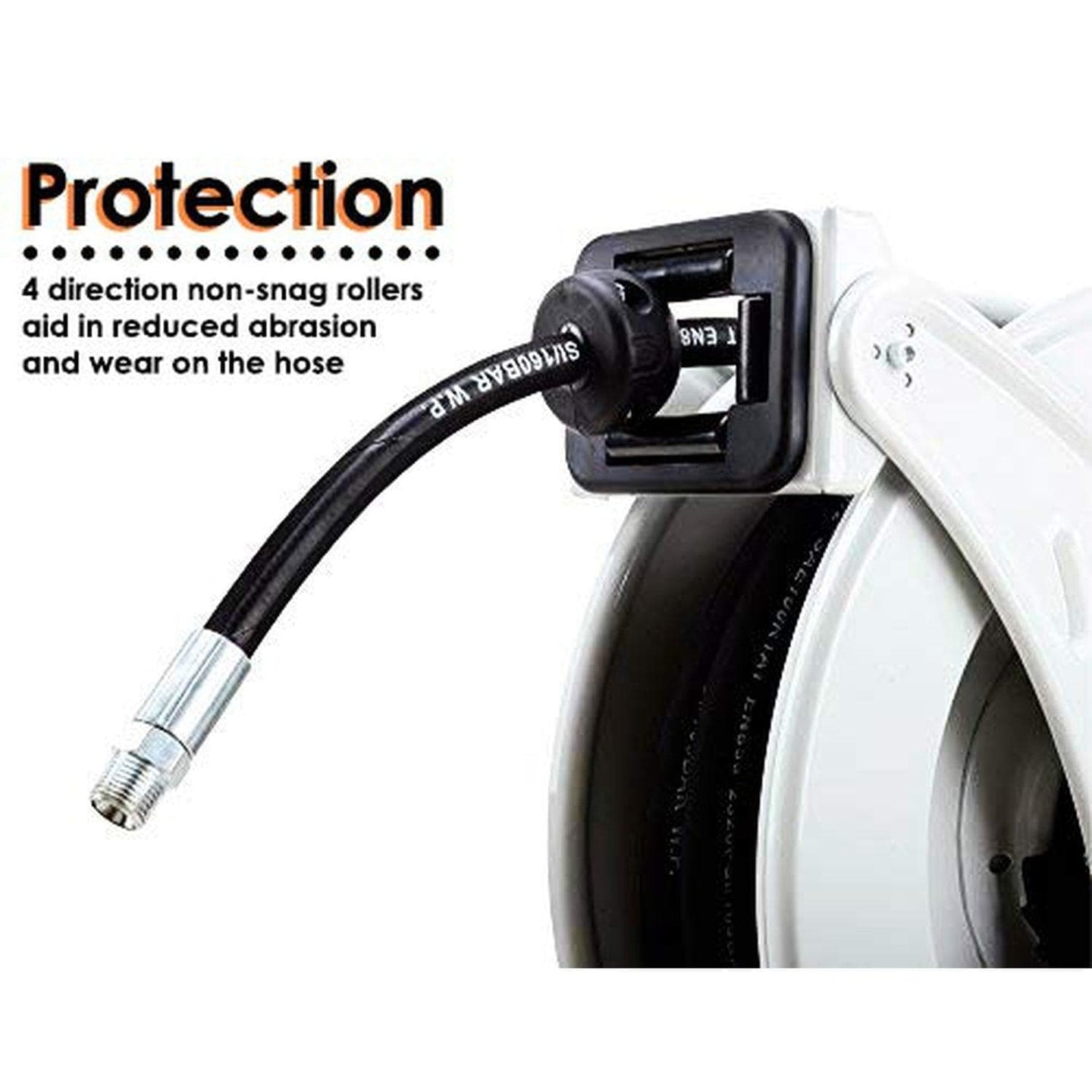 ReelWorks Industrial Retractable Oil Hose Reel - 1/2" x  50'FT, 1/2" MNPT Connections, Dual Arm Oil Hose Reel