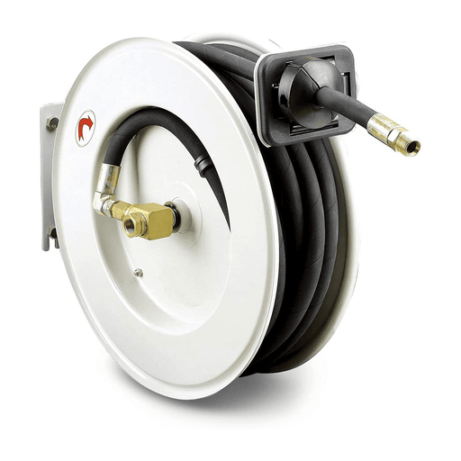 ReelWorks Industrial Retractable Oil Hose Reel - 1/2" x  50'FT, 1/2" MNPT Connections, Single Arm Oil Hose Reel