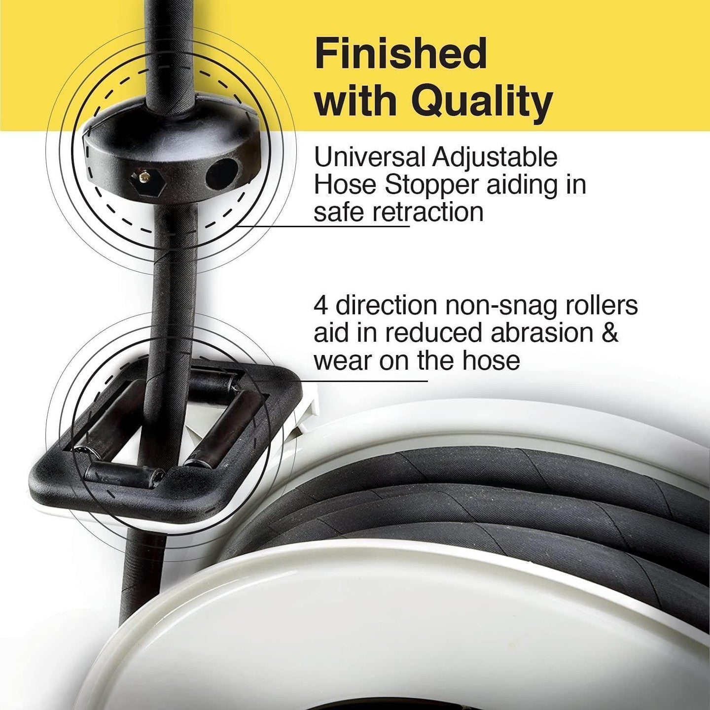 ReelWorks Industrial Retractable Oil Hose Reel - 1/2" x  50'FT, 1/2" MNPT Connections, Single Arm Oil Hose Reel