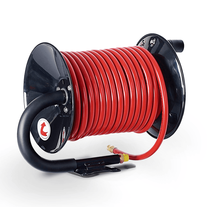 ReelWorks Mountable Manual Hose Reel Crank - Fits up to 100' Ft of 3/8" Air Hose, Max 300 PSI Air Hose Reel