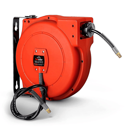 ReelWorks Mountable Retractable Air Hose Reel - 1/4" x 33'FT, 3' Ft Lead-In Hose, 1/4" NPT Connections Air Hose Reel