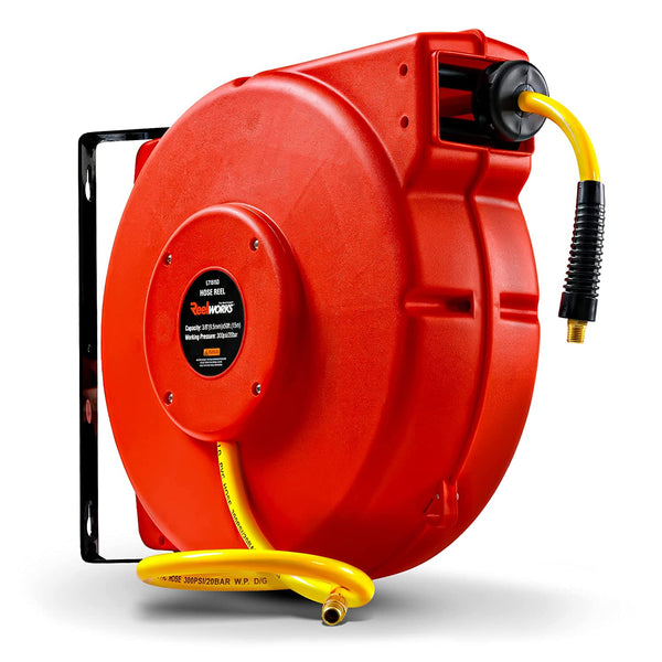 ReelWorks Mountable Retractable Air Hose Reel - 1/4 x 33'FT, 3