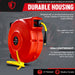 ReelWorks Mountable Retractable Air Hose Reel - 3/8" x 50' Ft, 3' Ft Lead-In Hose, 1/4" NPT Connections Air Hose Reel