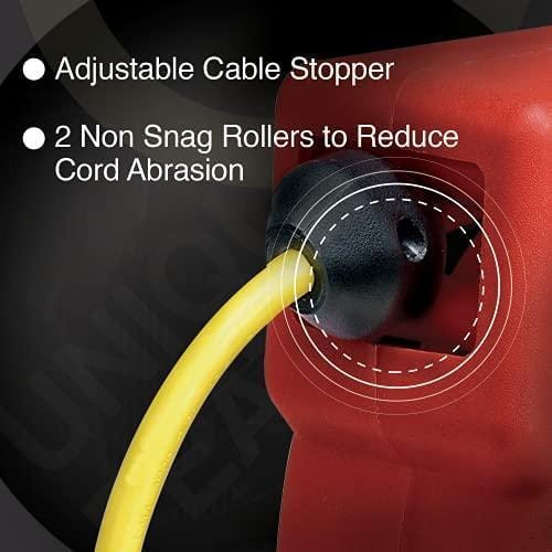 ReelWorks Mountable Retractable Extension Cord Reel - 12AWG x 40' Ft, 3 Grounded Outlets, Max 15A Cord Reel