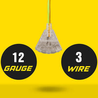 ReelWorks Mountable Retractable Extension Cord Reel - 12AWG x 50' Ft, 3 Grounded Outlets, Max 15A Cord Reel