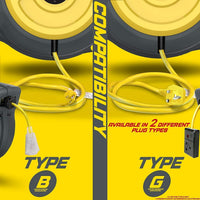 ReelWorks Mountable Retractable Extension Cord Reel - 12AWG x 50' Ft, 3 Grounded Outlets, Max 15A Cord Reel
