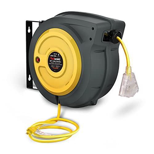 ReelWorks Mountable Retractable Extension Cord Reel - 14AWG x 50