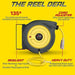 ReelWorks Mountable Retractable Extension Cord Reel - 14AWG x 50' Ft, 3 Grounded Outlets, Max 13A Cord Reel